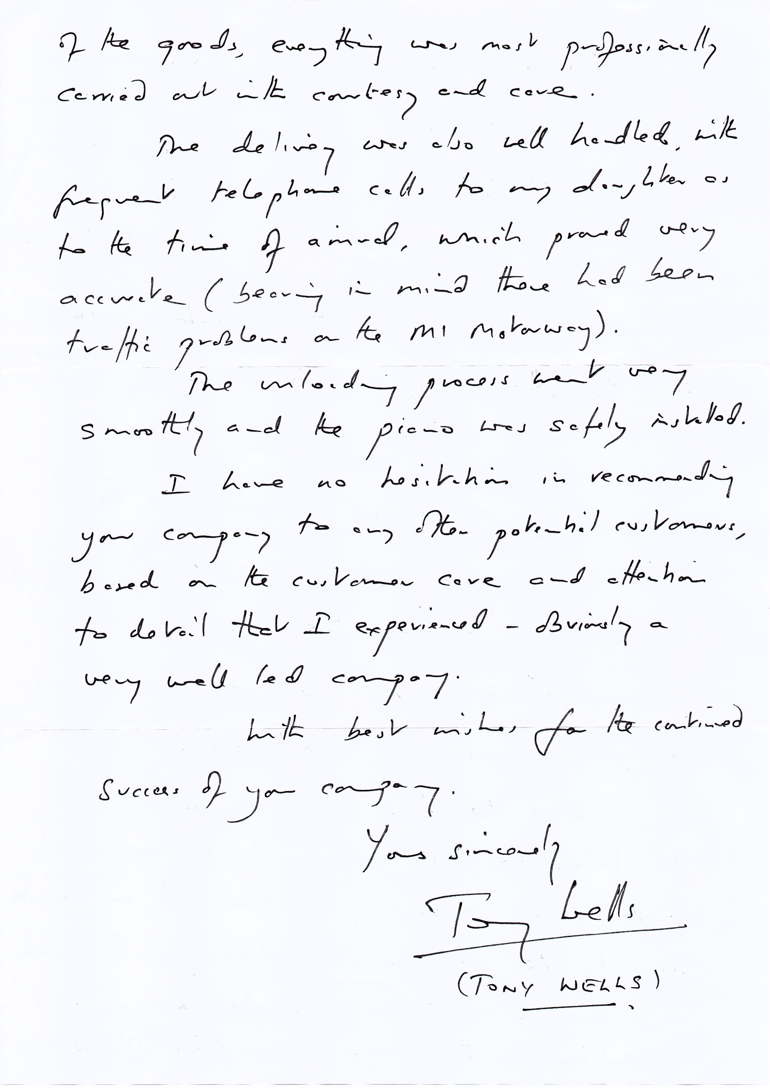 Reference letter from Mr Tony Wells (continued)